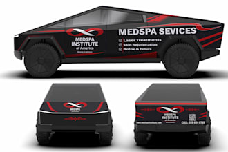 do tesla cyber truck wrap design, truck or box trailer wrap, vehicle wrap design
