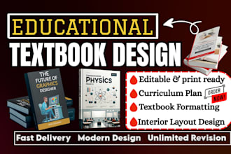 design and format educational textbook, paperback, cover, book layout, workbook