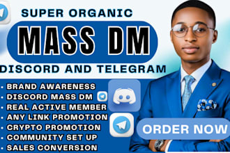 send organic telegram bulk message, discord mass dm set up community management