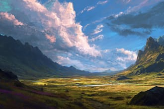 digitally paint fantasy landscape