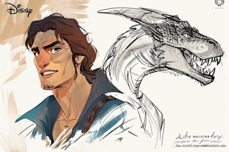draw a fictional character in disney sketch style