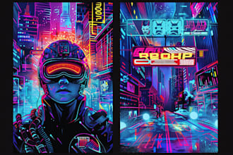create t shirt illustration cyberpunk style