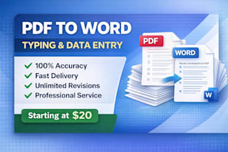 do fast typing work ,PDF to word and data entry