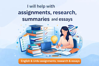 help  students with assignments, research, summaries, and essays in english