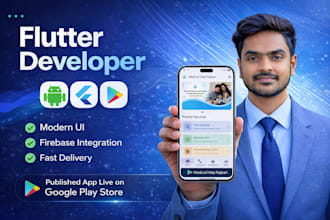 develop modern flutter app with firebase, api integration