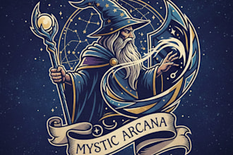 design a magical and powerful wizard logo for your brand