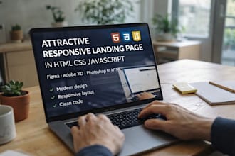 design attractive landing page in html CSS  java script