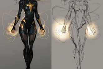 create scifi, fantasy, superhero character design