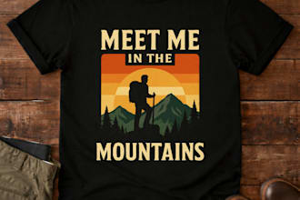 design vintage outdoor hiking typography t shirt