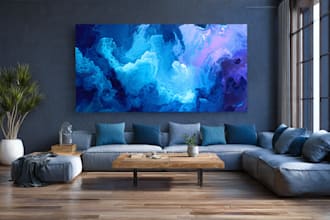 create unique printable digital oil paint abstract wall art design