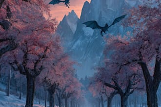 digitally paint fantasy landscape for your project