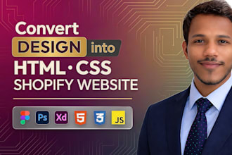 convert figma, PSD, xd to HTML CSS or shopify website