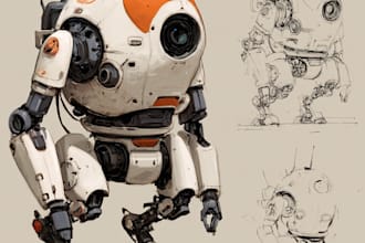 design any type of robot or mecha in lineart