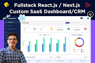 build a custom react dashboard, saas dashboard or custom crm