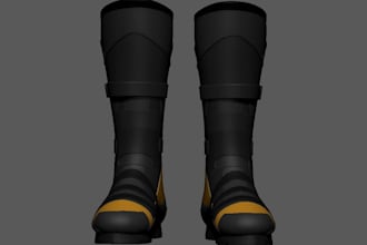 do 3d super hero boots, 3d shoe modeling, 3d shoe rendering, and animation