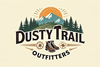 design creative dusty trail outfitters logo with express delivery
