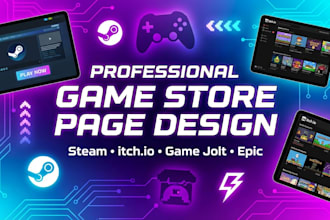 create epic steam store page and itch io game page design