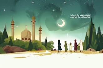 make islamic muslim illustration for children book and other