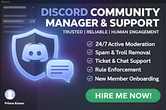 be your professional discord moderator and community manager