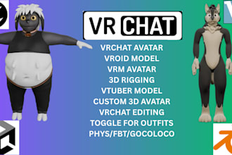 fix, edit, port and pro rig vrchat model, vroid, mmd, koikatsu, vrm, gmod, tf2