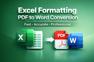 excel data formatting and PDF to word conversion