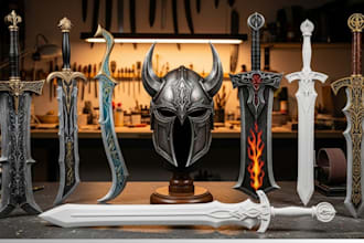 design 3d print and paint custom cosplay sword cosplay mask 3d helmet printing