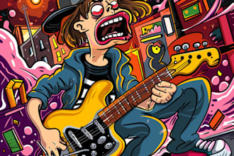 make an crazy cartoon for your pop punk album,single cover
