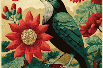 draw linocut illustration for shirt design