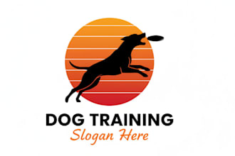 do modern dog training mascot logo with unlimited revision