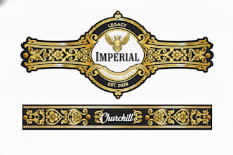 design or redesign premium cigar band, logo, label and cigar box