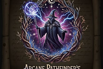 design a mystical and powerful sorcerer logo for your brand