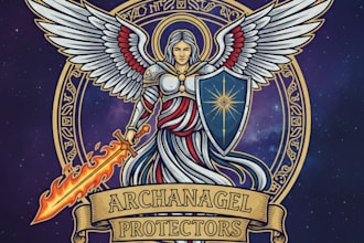 design a powerful and divine archangel logo for your brand