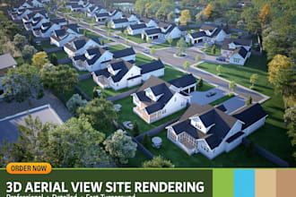 create a 3d aerial site rendering from your references