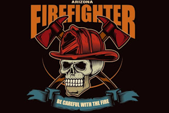 design high quality fire fighter mascot logo with t shirt design