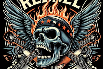 design a bold and powerful hard rock band logo