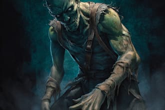 create a fantasy horror character art and horror art
