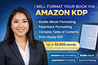 format your book for amazon KDP kindle ebook and paperback publishing on amazon