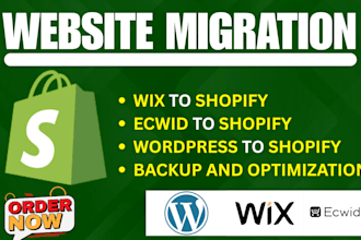 migrate woocommerce to shopify, wordpress to shopify, wix to shopify migration
