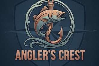 design a custom fishing hook logo for your brand or business