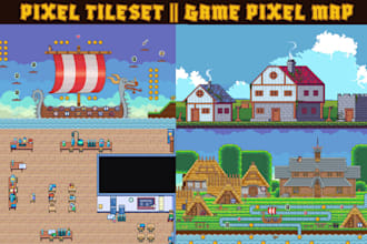 create pixel art assets, pixel art tilesets, 2d pixel art map, tileset pixel art