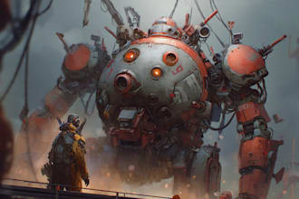 draw amazing character mecha robot illustration