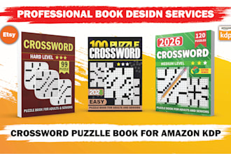 make custom crossword puzzle cover design for amazon KDP
