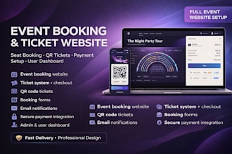 event booking website design ticket website system booking form payment setup