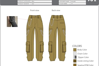 create garment tech packs and spec sheets ready for clothing manufacturing