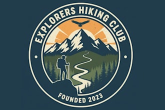 make wonderful hiking club mascot logo design for you