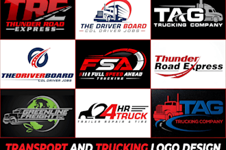 design towing trucking transport logistics and transport logo