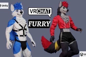 custom vrchat furry avatar with facial expression 3d model vtuber vrm