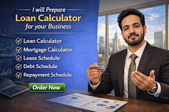 prepare loan calculator, debt , lease , mortgage schedule