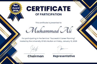 design custom certificate for school business event training