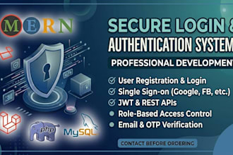 develop secure login and authentication system in mern, laravel, PHP